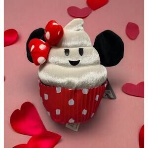 Disney World Theme Park Food Series Minnie Mouse Cupcake 8 Inch Plush Toy Red